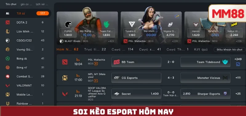 Soi Kèo eSport Hôm Nay – Lịch Thi Đấu, Tỷ Lệ Kèo & Phân Tích Dữ Liệu Chuẩn Xác Cùng MM88 2 Soi Kèo eSport Hôm Nay